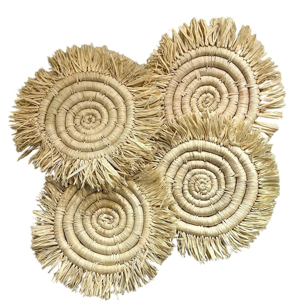 Woven Coasters with fringe (set of 4)