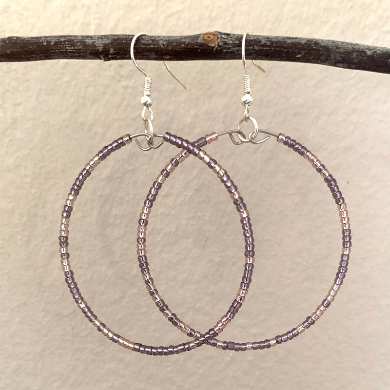 Seed Bead Hoop Earrings