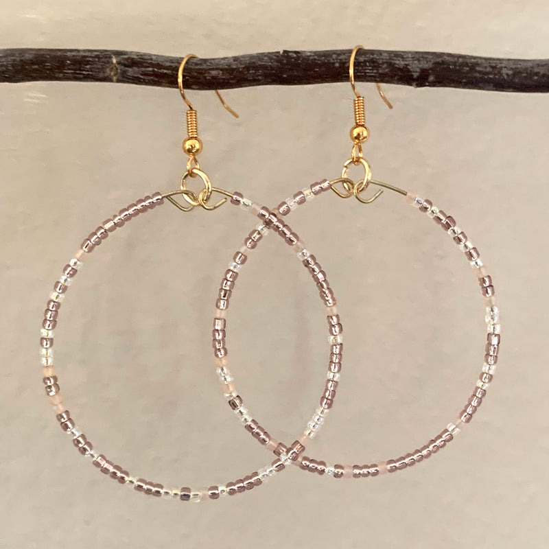 Seed Bead Hoop Earrings