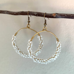 Seed bead wrapped earrings