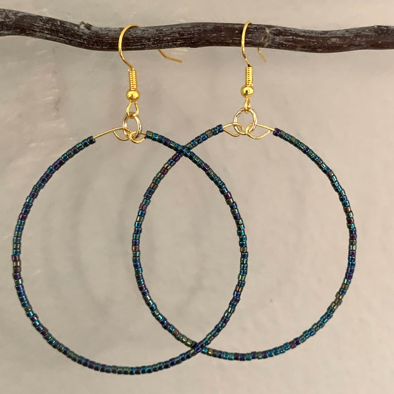 Seed Bead Hoop Earrings