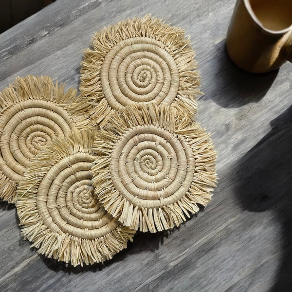 Woven Coasters with fringe (set of 4)