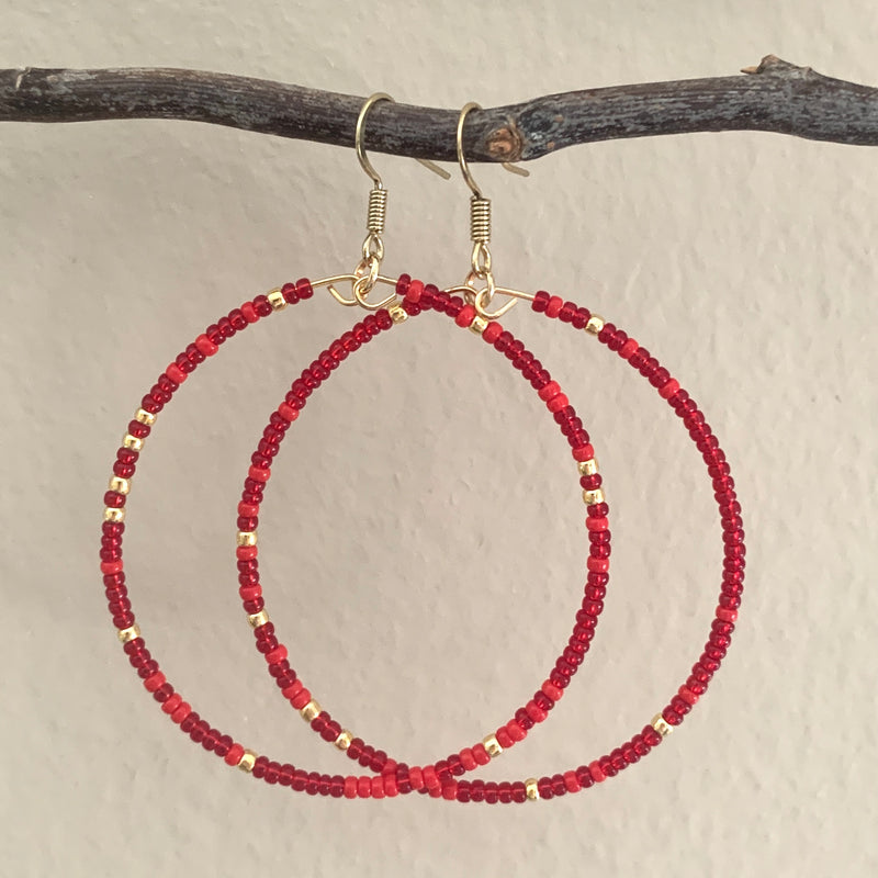 Seed Bead Hoop Earrings