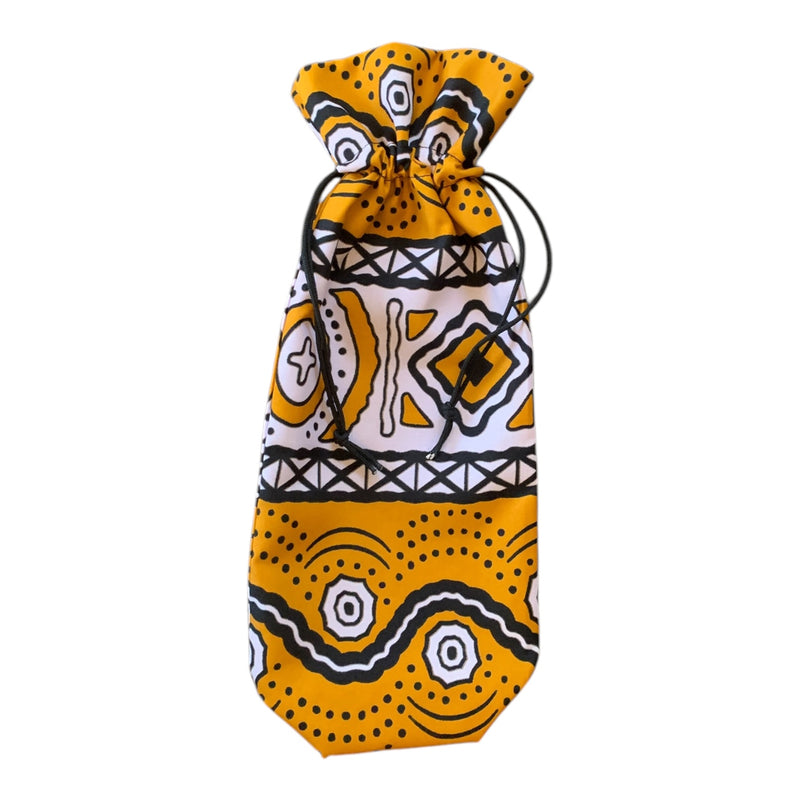 Kitenge Wine Bag, drawstring closure