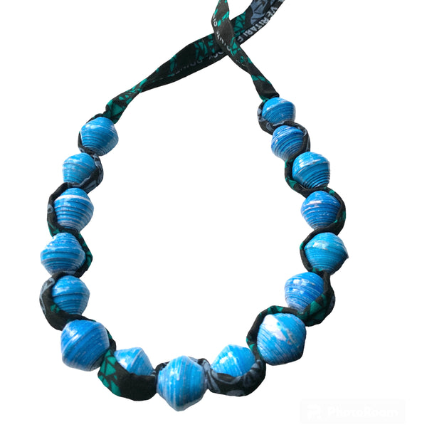 Beaded necklace with kitenge